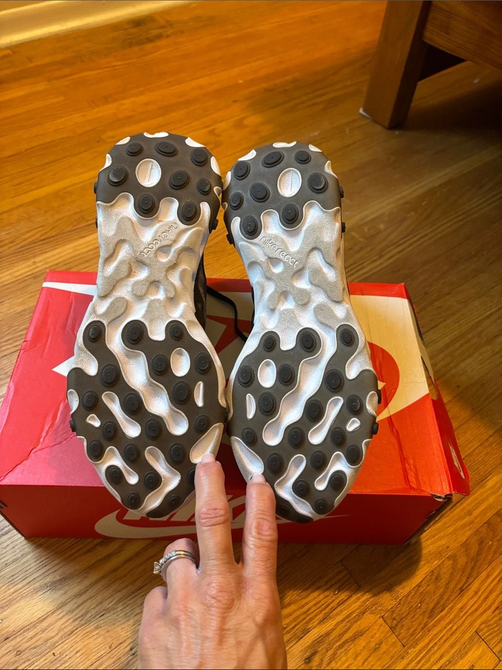 Nike Black and White React-Style Athletic Sneakers